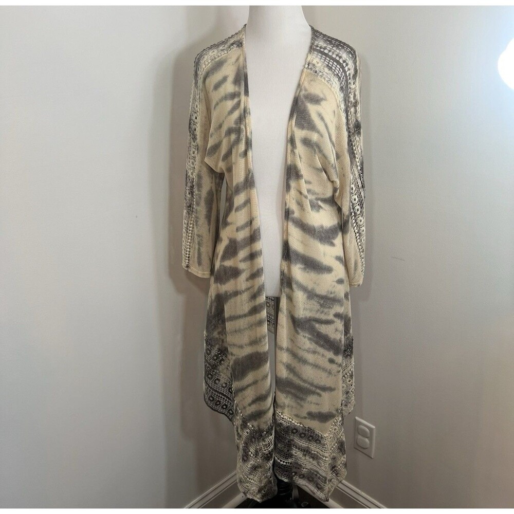 Gimmicks By BKE Boho Crochet Open Front Cardigan Sz L Lace Western Indie Grunge